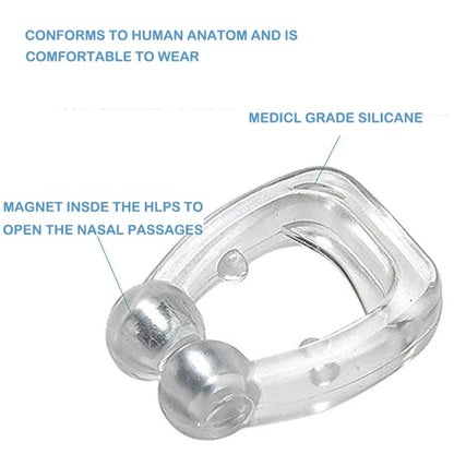Silicone Magnetic Anti-Snore Nose Clip – Sleep Aid Apnea Guard with Case for Night Snoring Solution