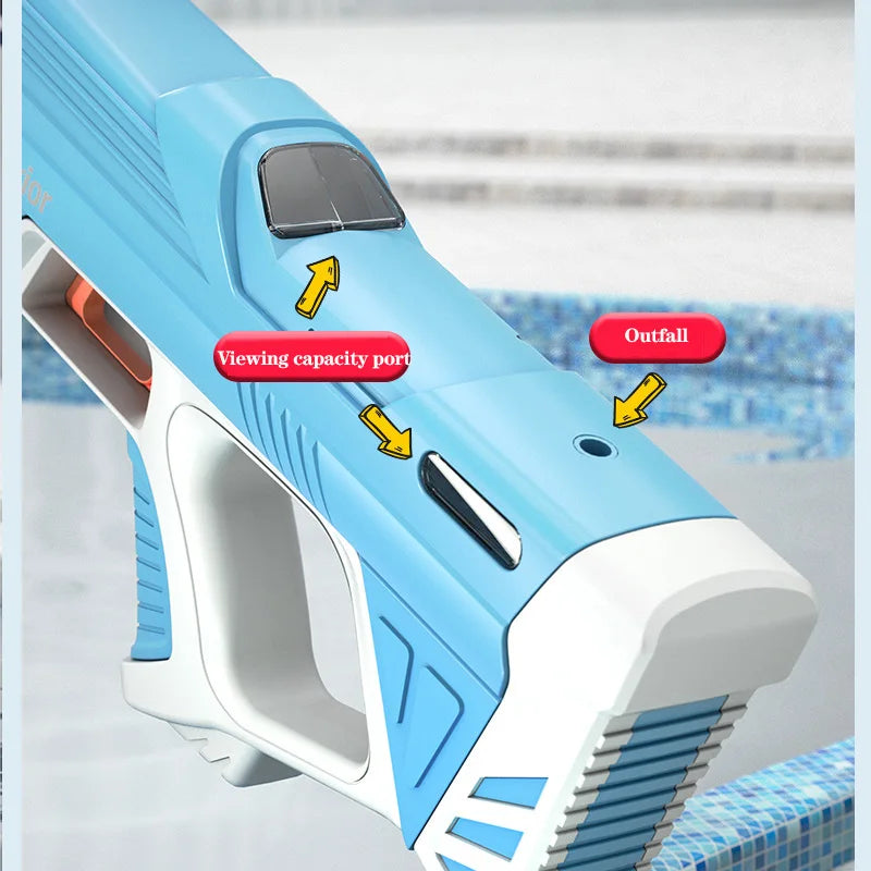 43cm Full Electric Automatic Water Gun – Portable Summer Beach Toy for Boys, Outdoor Fight Game