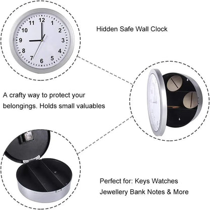 Secret Wall Clock with Hidden Compartment – Safe Box for Cash, Jewelry & Valuables (Home/Office Decoration)