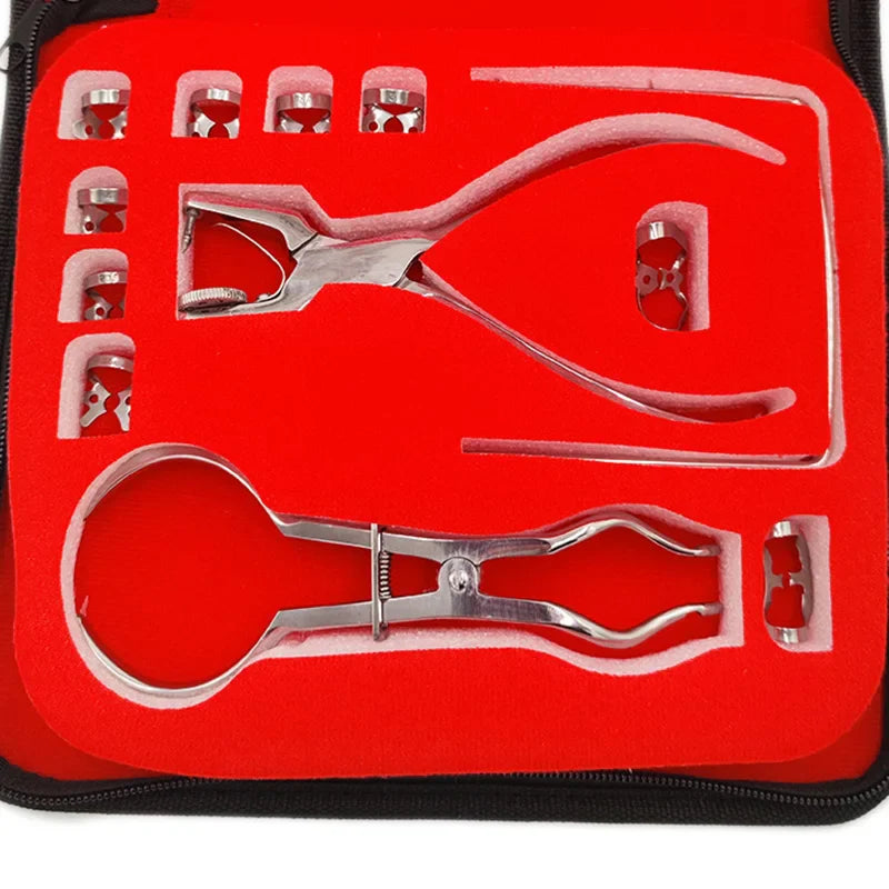 Dentistry Dam Hole Puncher Set – Pliers & Orthodontic Tools with Leather Bag for Dentists