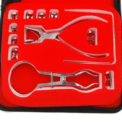 Dentistry Dam Hole Puncher Set – Pliers & Orthodontic Tools with Leather Bag for Dentists