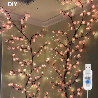 72/96 LED USB Cherry Blossom String Lights – 8-Mode DIY Flower Lights for Parties & Weddings
