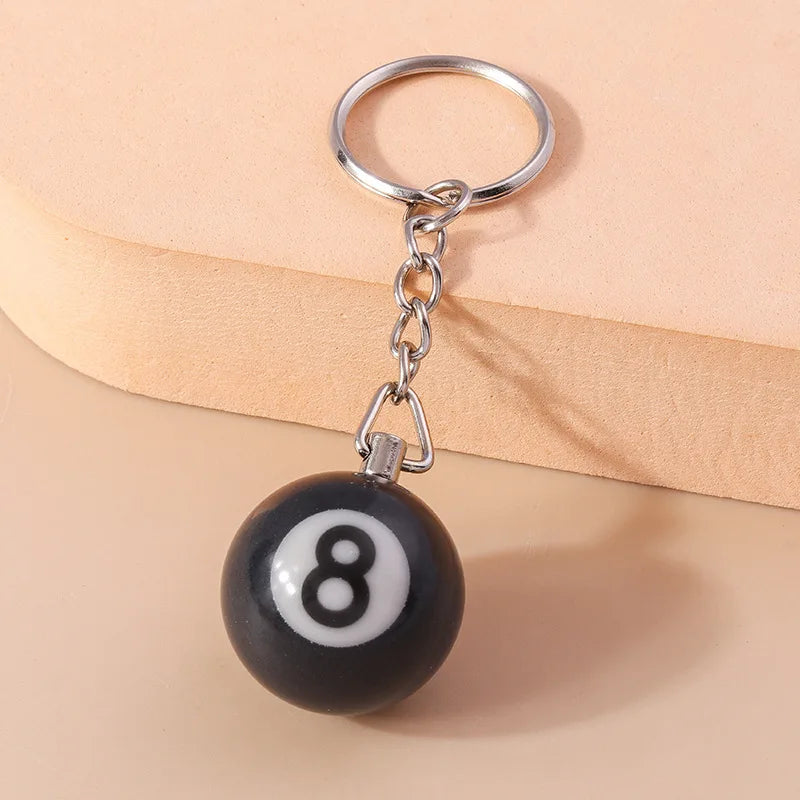 Creative Billiard Pool Keychain – Lucky Black 8 Ball 25mm Resin Jewelry Gift