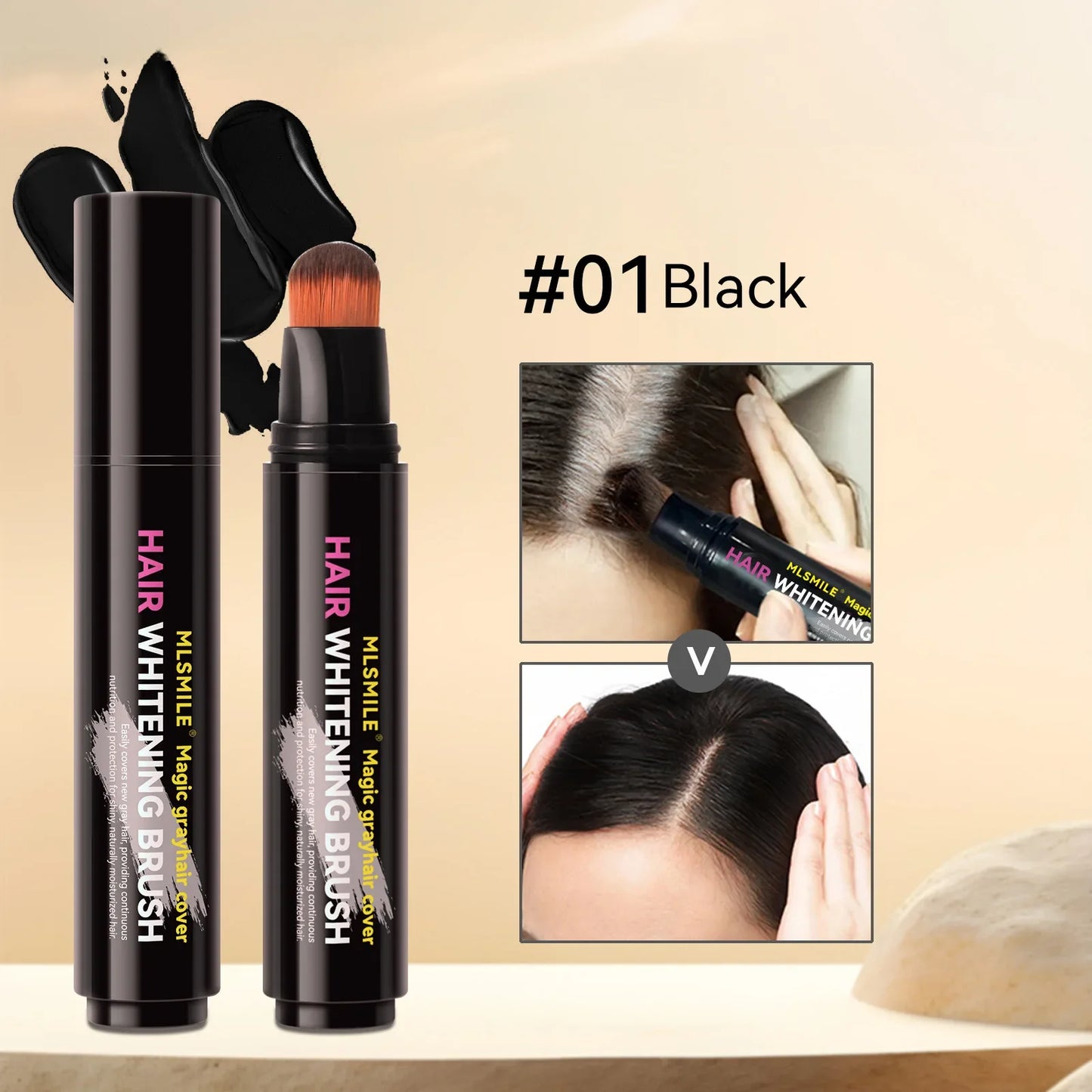 4-Color Hair Dye Touch-Up Pen — Convenient Cream Stick for Covering White Hair, Disposable Local Hair Coloring