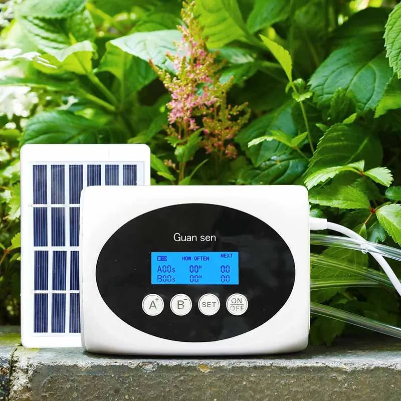 Solar Double Pump Automatic Drip Irrigation System – Smart Watering Timer for Garden & Potted Plants