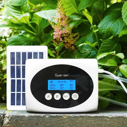 Solar Double Pump Automatic Drip Irrigation System – Smart Watering Timer for Garden & Potted Plants