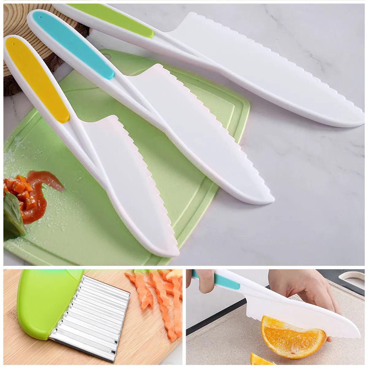 Kids Cooking Cutter Set - Safe Wooden and Plastic Knives for Toddlers, Includes Fruit Cutter and Peeler, Perfect for Little Chefs' Kitchen Adventures