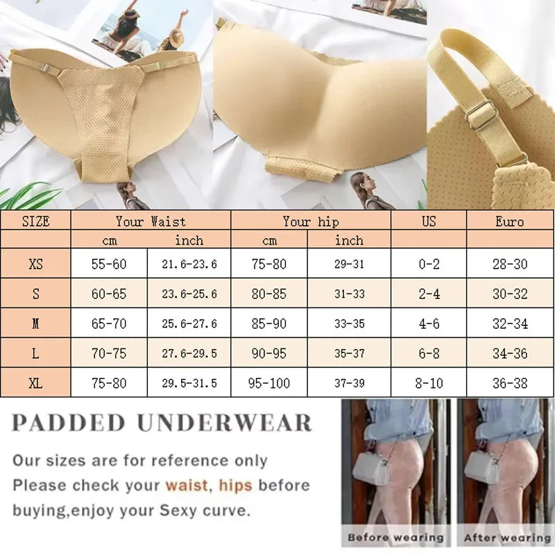 Women’s Sexy Fake Butt Body Shaper – Plus Size Padded Panties, Buttocks Enhancer Hip Pads & Shapewear Faja