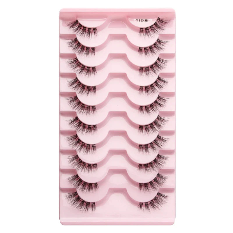 SHIDISHANGPIN 5/10 Pairs Cat Eye False Lashes – 3D Mink Half Lashes, Eyelash Extensions for Natural Makeup, Faux Cils Maquiagem