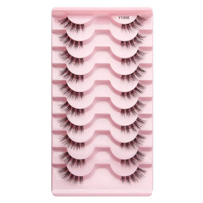 SHIDISHANGPIN 5/10 Pairs Cat Eye False Lashes – 3D Mink Half Lashes, Eyelash Extensions for Natural Makeup, Faux Cils Maquiagem
