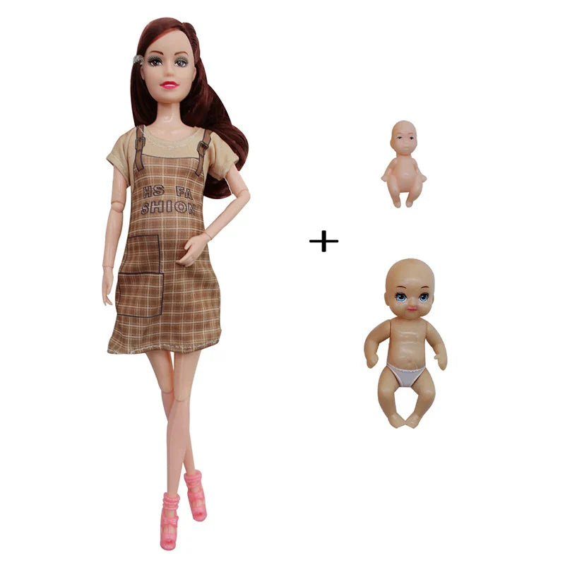 Educational Pregnant Doll Toy for Children – Includes Two Babies, Random Shoes & Fashion Clothes, Gift for Girls Games