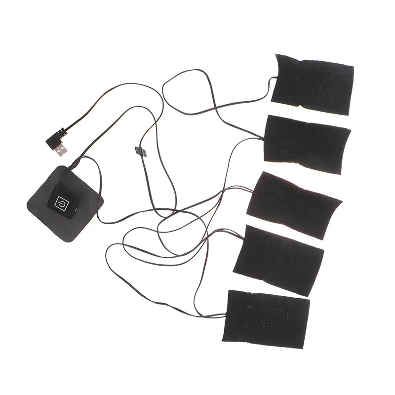USB Electric Heated Jacket Pad Set - 5-Sheet Thermal Warm Heating Vest Pads for DIY Outdoor Winter Clothing