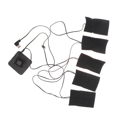 USB Electric Heated Jacket Pad Set - 5-Sheet Thermal Warm Heating Vest Pads for DIY Outdoor Winter Clothing