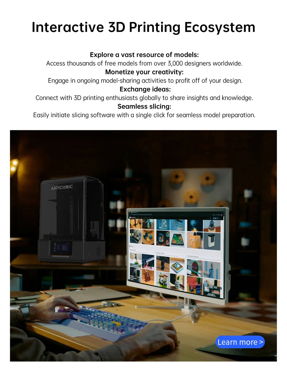 ANYCUBIC Photon Mono M7 Max 3D Printer — Ultra-Large 14.7L LCD Resin Printer with 298x168x300mm Build Volume