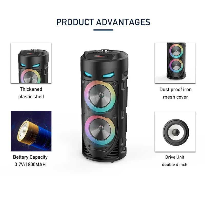 30W Portable Bluetooth Speaker - Big Power Stereo Bass Subwoofer with Microphone for Parties & Karaoke