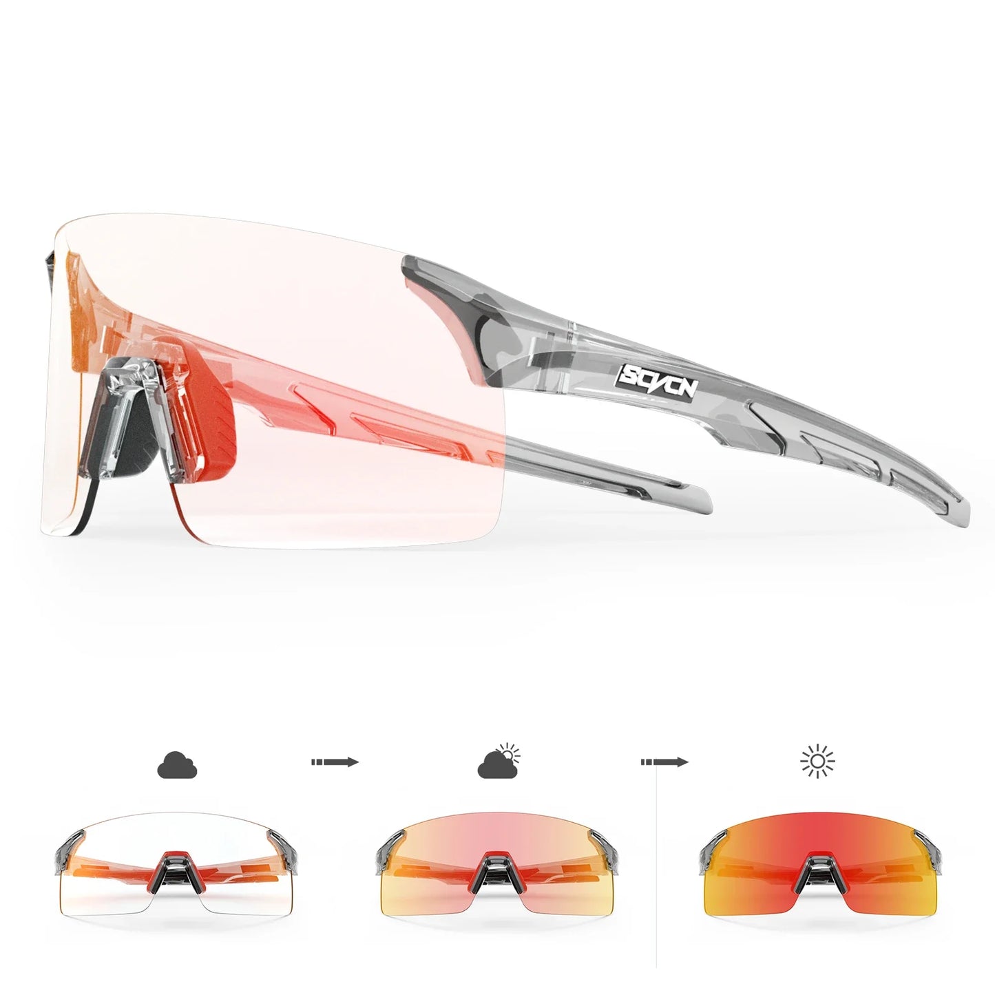 SCVCN Photochromic Sunglasses for Cycling & Outdoor Sports - Men & Women's MTB Climbing Eyewear, Driving Bicycle Goggles