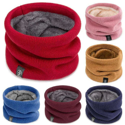 Women’s Winter Plush Woolen Scarf – Thick Fleece Neck Warmer, Knitted Muffler & Ski Mask