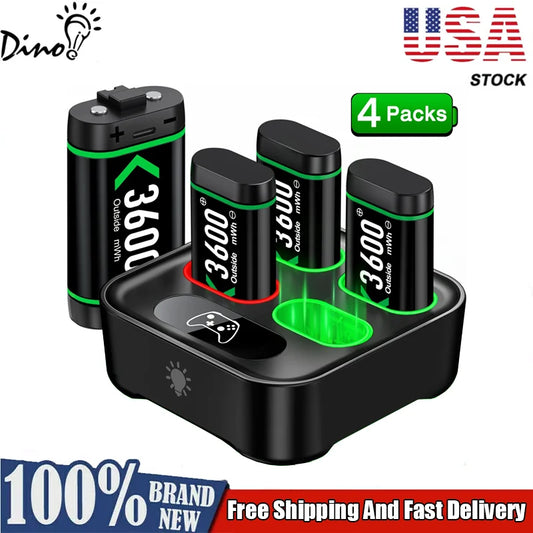 Rechargeable 3600mWh Battery Pack for Xbox One & Xbox Series X/S Controllers – Charging Accessory Set (4 Pack)