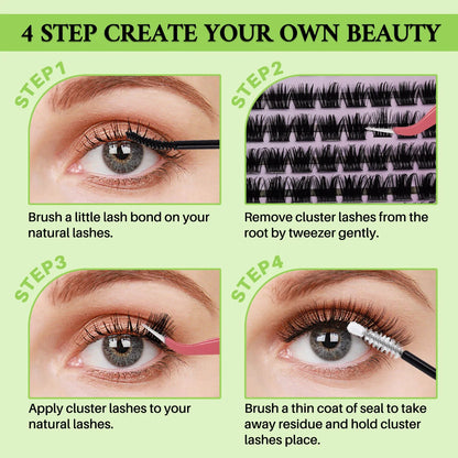 DIY Lash Clusters Book – D Curl Mega Volume Eyelash Extensions with Individual Lashes for Extensions