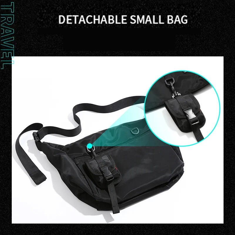 MOYYI INS Korean Style Waterproof Nylon Messenger Bag – Large Unisex Travel & Laptop Crossbody Shoulder Bag