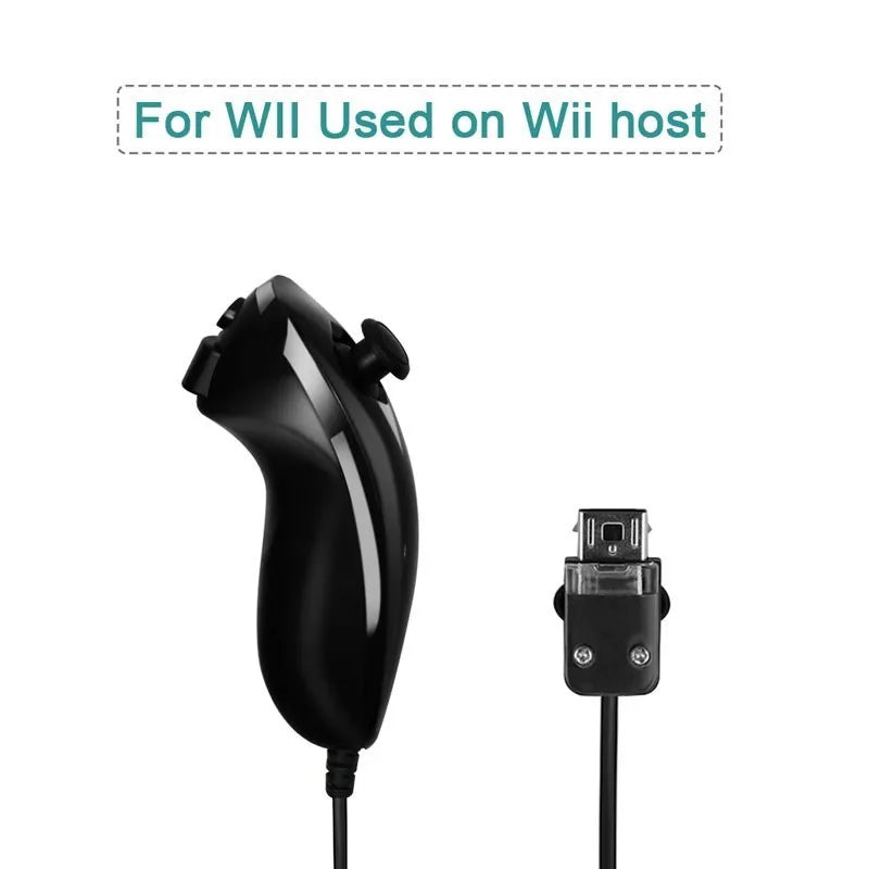 Wired Nunchuck Controller for Nintendo Wii – Curved Game Handle Gamepad Accessory