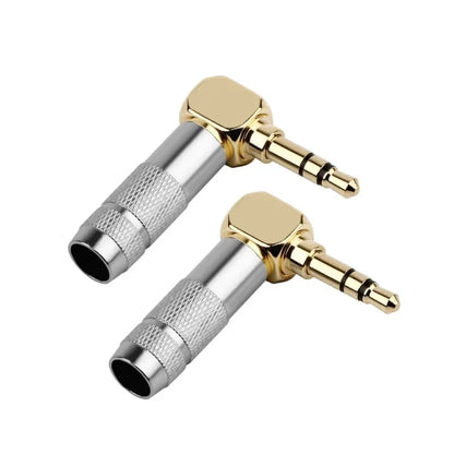 3.5mm 90° Right Angle Audio Adapter Plug – Gold Soldered Earphone Connector, 1/8" 3/4 Pole Headphone Jack