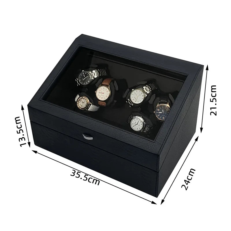 Watch Winder Box – Quiet Motor, USB LED, PU Leather, Variable Speed for Automatic Watches