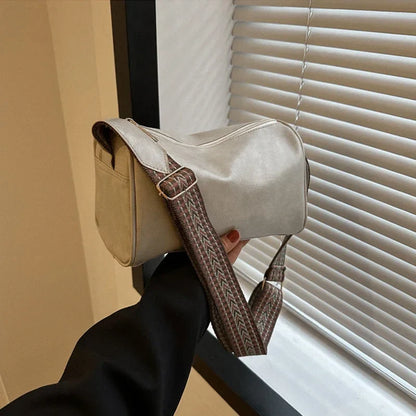 Vintage PU Leather Boston Handbag – Small Women’s Crossbody Purse for Casual Travel & Fashion