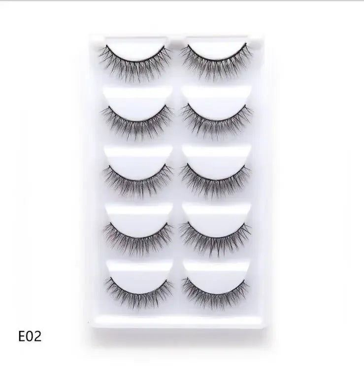 5 Pairs 3D Real Mink False Eyelashes – Soft Natural Look Eyelash Extensions for Makeup & Daily Wear