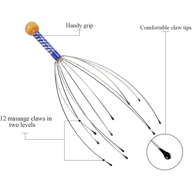Octopus Head Massager - Scalp Relaxation and Body Relief Massager Scratcher for Tension Relief - Random Health Care Tool