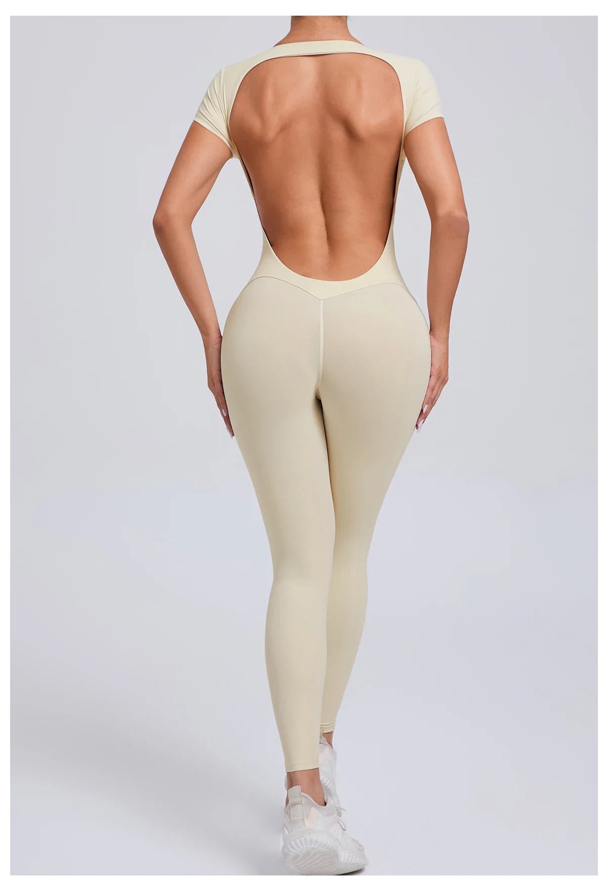 Women’s One-Piece Padded Backless Yoga Romper – Quick-Dry Workout Bodysuit & Sports Jumpsuit