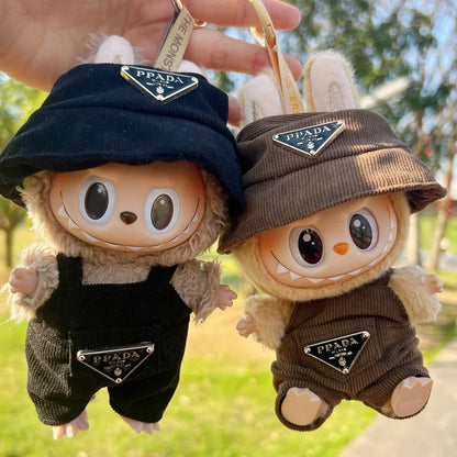 New Corduroy Doll Clothing Set for 17cm Labubu – Hat, Clothes & Shoes | DIY Accessories & Party Toy Gifts