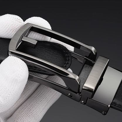 Men’s Top Quality Cowhide Leather Belt – Automatic Alloy Buckle Belt for Men