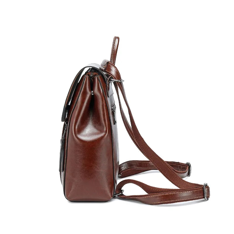 Women's Genuine Leather Backpack - Crossbody Shoulder Bag, School Bag, Laptop Rucksack, and Messenger Bag for Girls