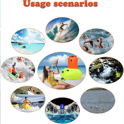 Inflatable Swimming Buoy Tow Float – Double Air Bag with Waist Belt, Dry Bag for Water Sports & Swimming Storage