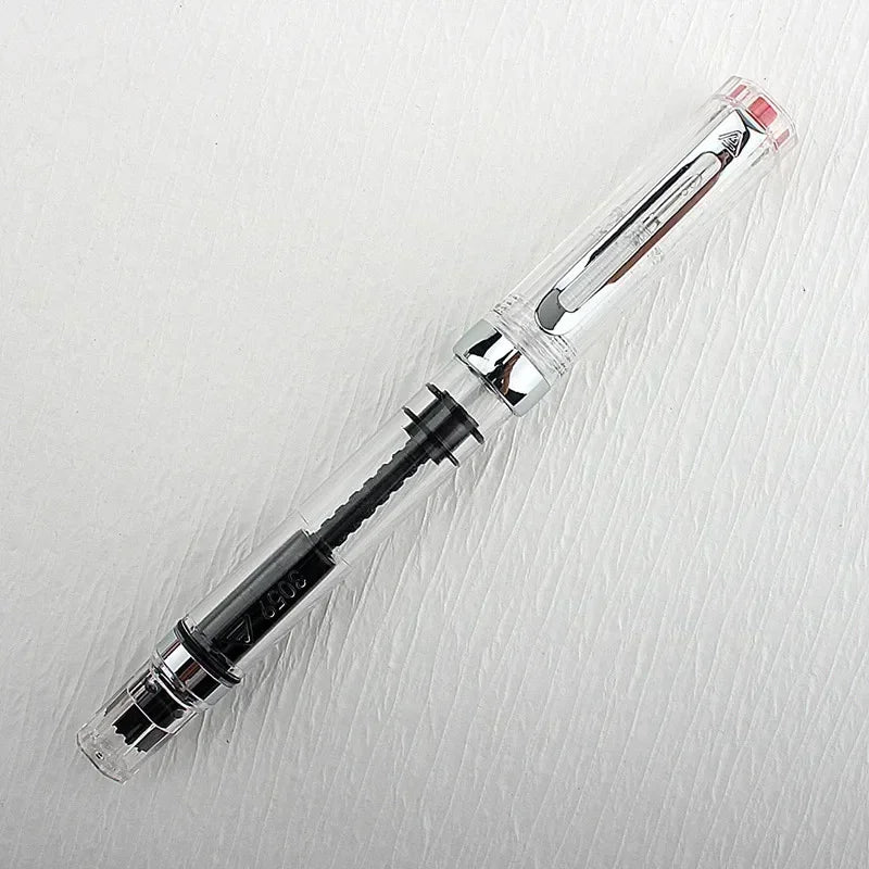 3059 Piston Fountain Pen – High-Quality Transparent Resin with EF/F Nib (0.38/0.5mm) for Business & Gift
