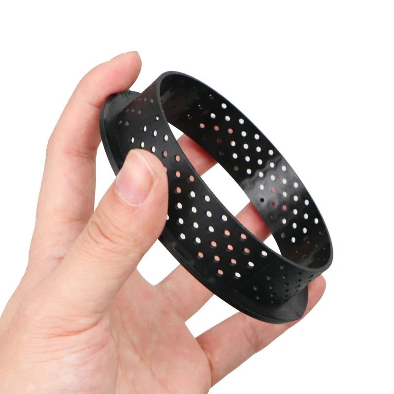 DIY Tart Ring Set: Perforated Cake Mold for French Desserts - Mousse Circle Cutter, Pastry Decorating Tools - Available in 4pcs, 6pcs, 8pcs, or 10pcs