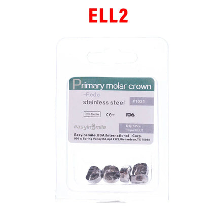 5PCS EASYINSMILE Kids Stainless Steel Dental Crowns – Primary Molar Teeth Refill D2-D7