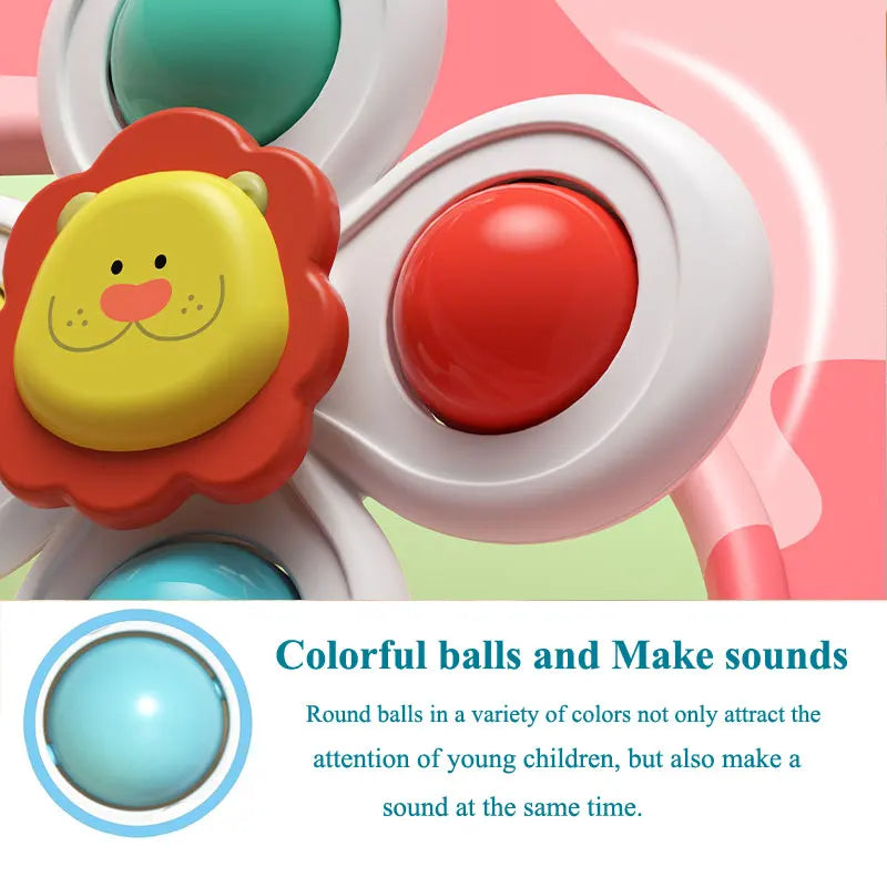 3PC Suction Cup Spinner Toys - Cartoon Animal Fidget Toys for Kids High Chair Bath Window Travel Gift