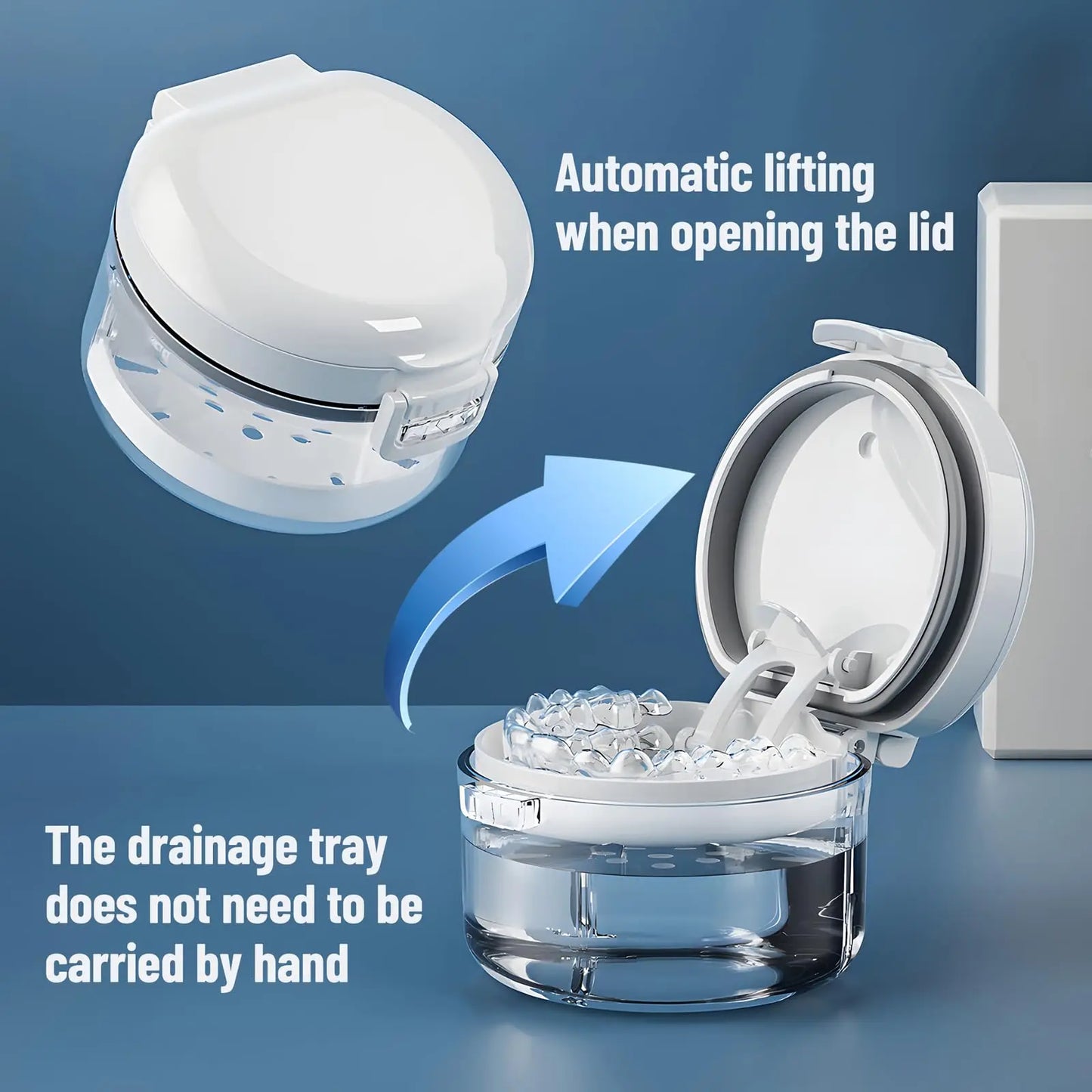 2-in-1 Multi-Layer Denture Case – Complete Denture Bath & Cleaning Cup for Retainer Care