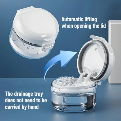 2-in-1 Multi-Layer Denture Case – Complete Denture Bath & Cleaning Cup for Retainer Care