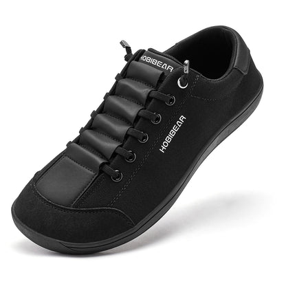 HOBIBEAR Wide Toe Barefoot Shoes - Unisex Minimalist Artificial Leather Sneakers, Lightweight, Adjustable Slip-On Walking Shoes