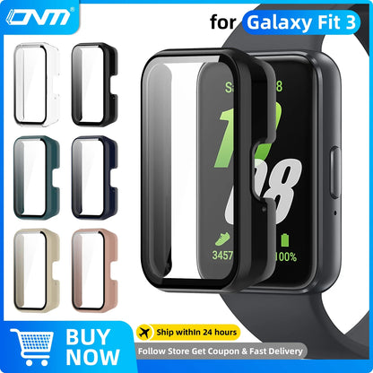 Glass+Case for SGlass+Case for Samsung Galaxy Fit 3 – Tempered Glass Screen Protector & Hard PC Bumper Cover Accessory Setamsung Galaxy Fit 3 Tempered Glass Screen Protector & Hard PC Protective Bumper for Galaxy Fit3 Accessories