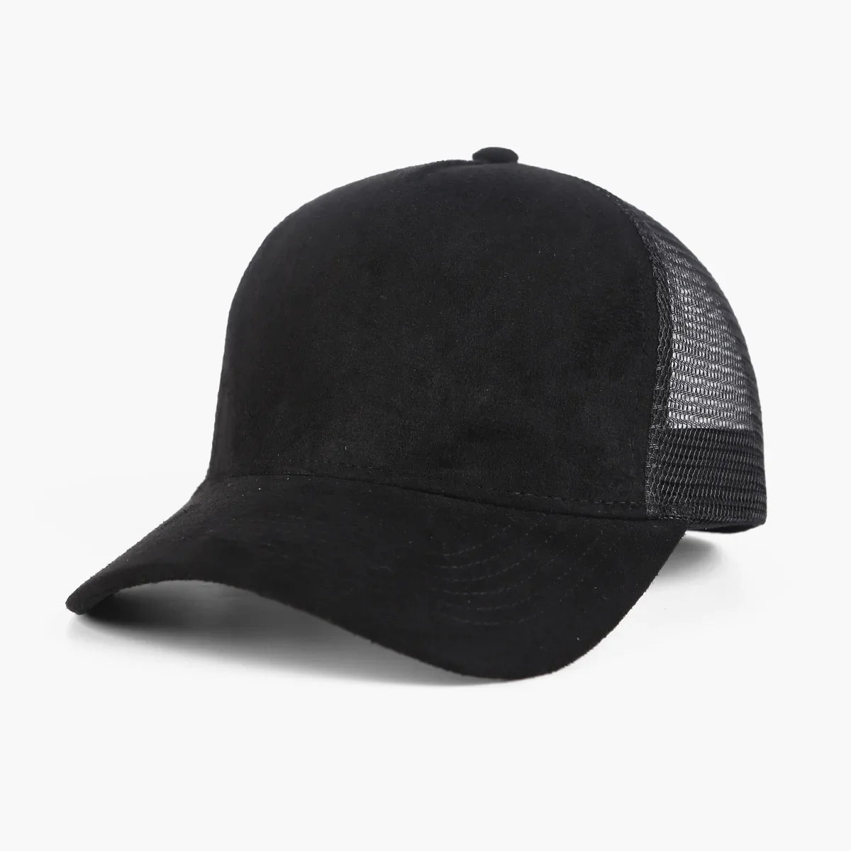 5 Panel Suede Trucker Hat - Solid Color Mesh Baseball Cap for Men & Women