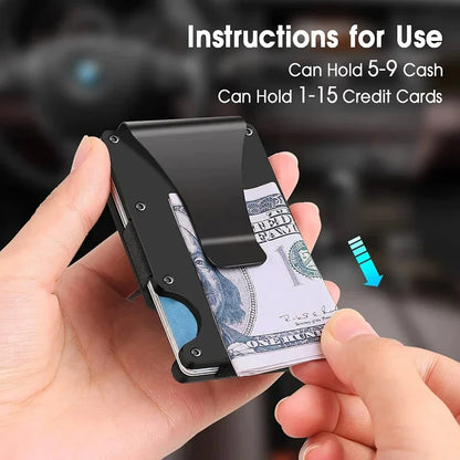 2025 RFID Blocking Front Pocket Wallet – Slim Minimalist Metal Wallet with Money Clip for Men & Unisex