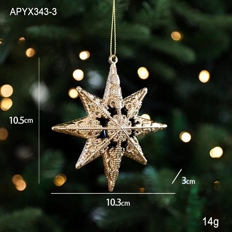 Christmas Tree Ornaments – Gold Plastic Balls with Butterfly, Dragonfly, Angel & Snowflake Decorations