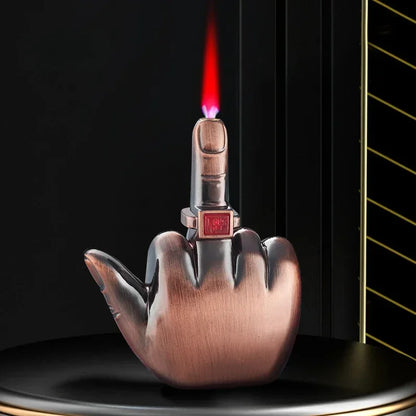 Funny Middle Finger Torch Lighter – Windproof Jet Flame Refillable Butane Smoking Accessory with Voice Sound