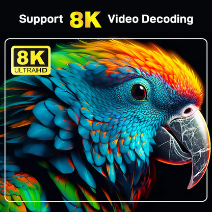 Android 14 TV Box 8K 4K Set Top — Bluetooth 5.2, 4GB RAM, 64GB Storage, S905W2 Quad Core, Dual WiFi, Voice Remote