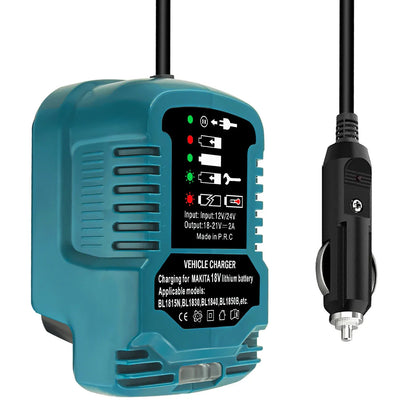 DC 12V/24V Mini Car Charger – Compact Li-ion Cigarette Lighter Plug with LED for Makita 18V LXT Batteries BL1860 & BL1830