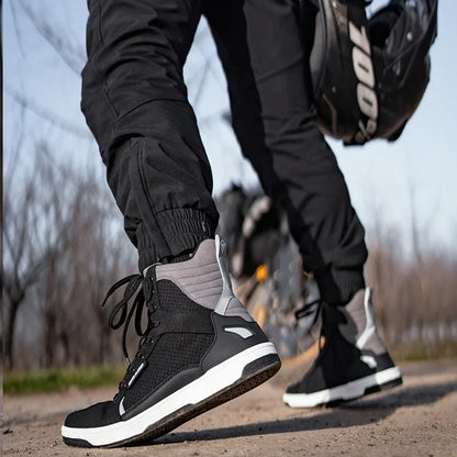 Motorcycle Riding Shoes - Breathable High-Cut, Anti-Fall, Anti-Slip Knight Boots, Parkour Shoes, All-Season Casual Motorcycle Boots